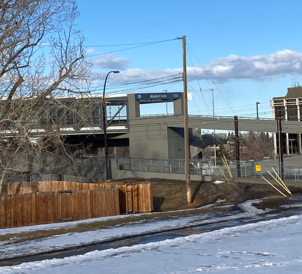 Art from Diamond Jubilee by Cindy Lee, a photo of Anderson LRT Station in Calgary.